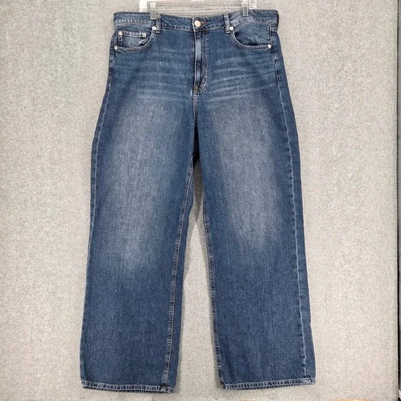 AEROPOSTALE Women 16 High Rise Wide Leg Jeans Medium Wash Whiskering - Picture 2 of 7